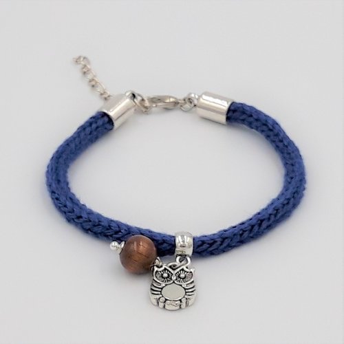 Bracelet bleu marine hibou