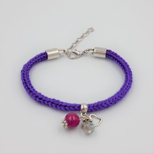 Vendu - bracelet violet coeur