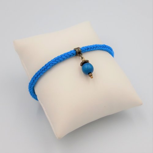 Bracelet turquoise foncé, perle bois