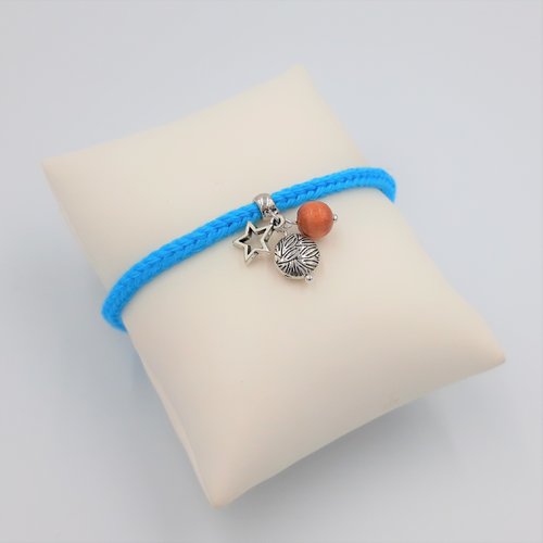 Vendu - bracelet bleu turquoise et métal argenté