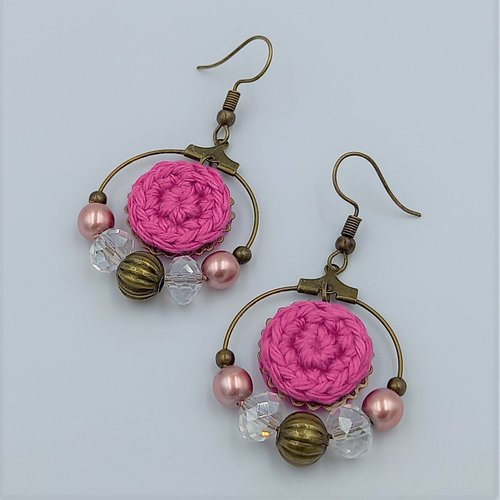 Boucles d'oreille créoles fuchsia