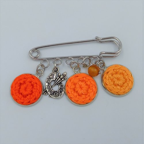 Vendue - broche épingle orange - palette de peiture