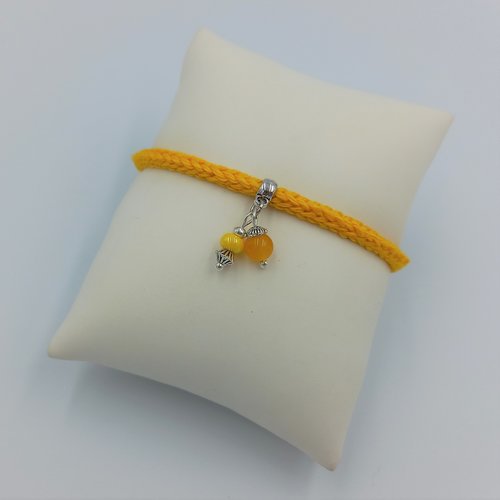 Vendu - bracelet jaune moutarde au tricot