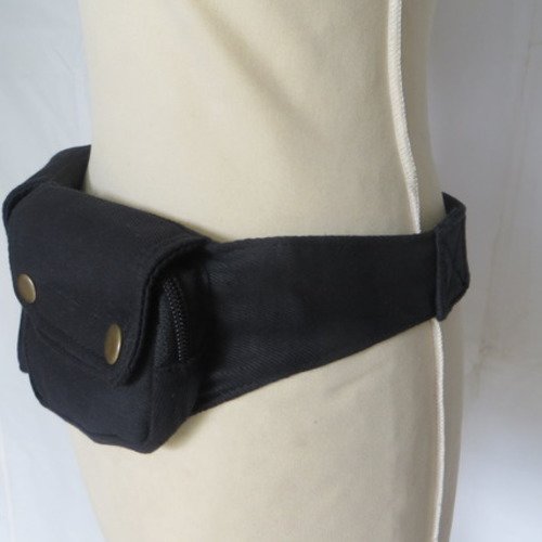 Ceinture poche  - psy trance fashion -  poche noire voyage