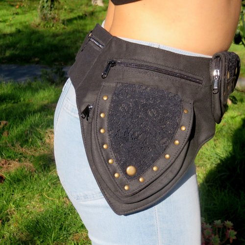 Ceinture pochette - modèle lozenge noire