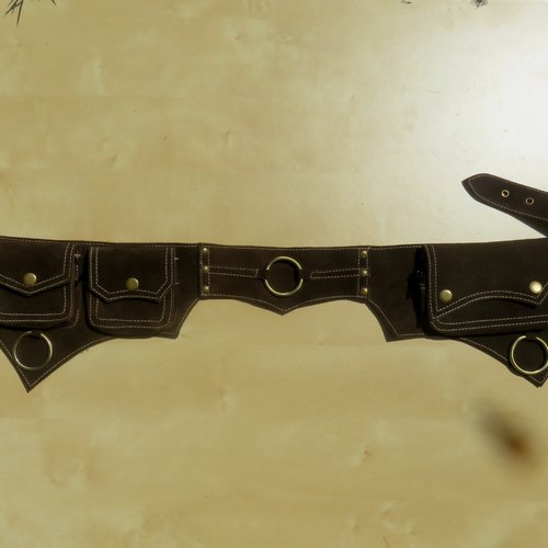 Ceinture poche ring marron en daim