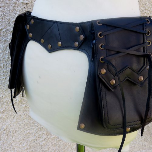 Ceinture poche cuir noir anvil modèle