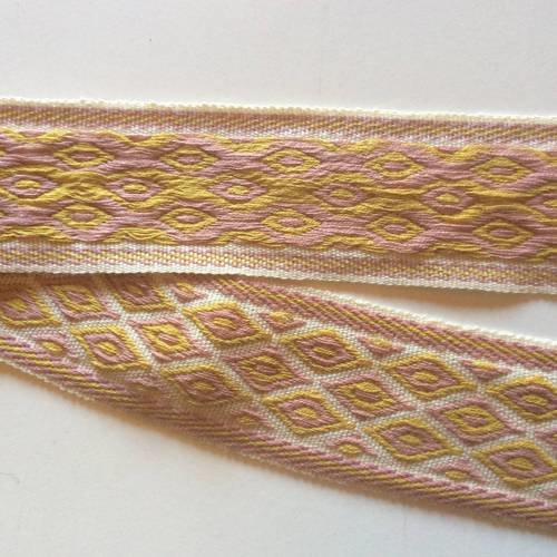 Galon brodé, 6cm, passementerie vintage motif losange 