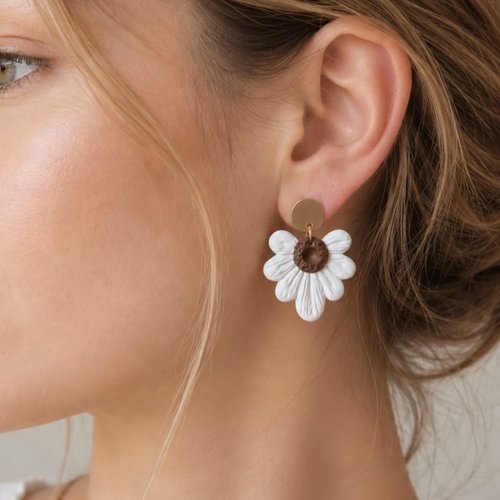 Boucles d'oreilles pendantes blanca lumière faites main