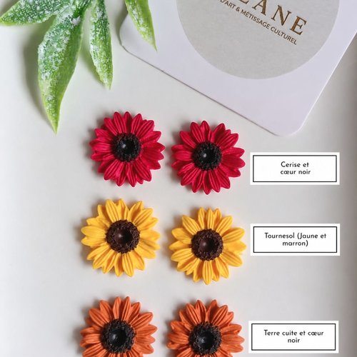 Boucles d'oreilles puces flores printemps tout en couleur faites main