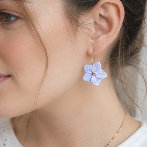 Boucles d'oreilles créoles elowen lilas faites main