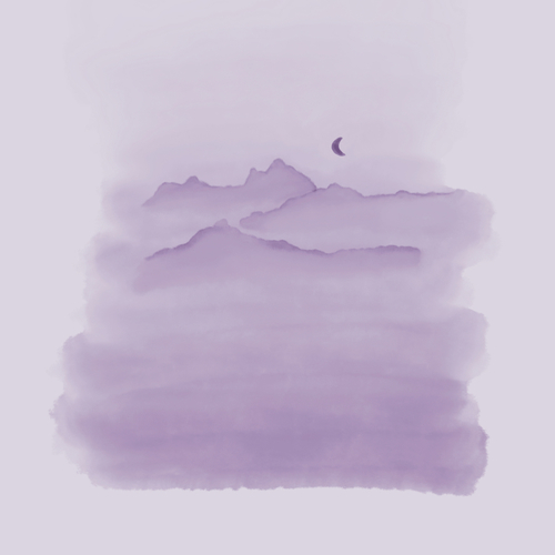 Aquarelle violette - lune