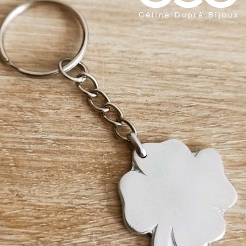 Porte clés tréfl - médaille ø30mm en étain brut