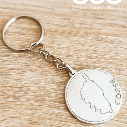 Porte clés corse - etain brut - ø30mm