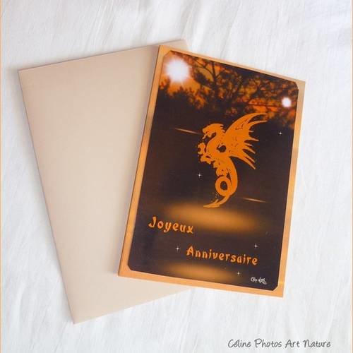 Carte Double D Anniversaire 10 5x15cm Avec Une Photo De Coucher De Soleil De Celine Photos Art Nature Dragon Un Grand Marche