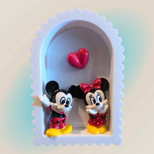 Cadre mickey et minnie en céramique