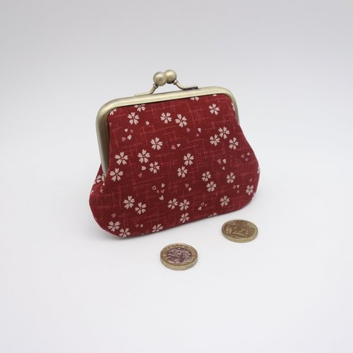 Porte-monnaie à fermoir, coton japonais rouge terracotta