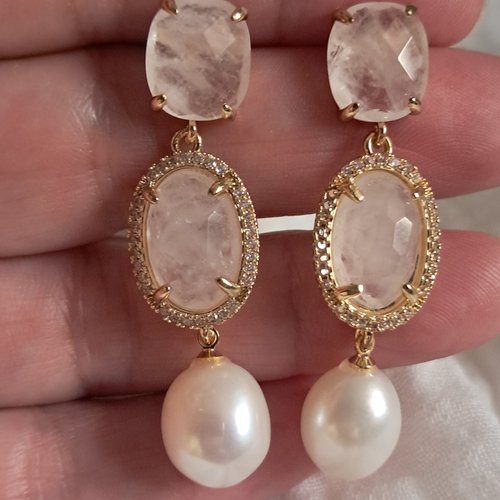 Boucle d’oreilles perles & crystal