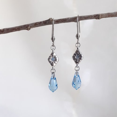 Boucles d'oreilles gouttes aquamarine