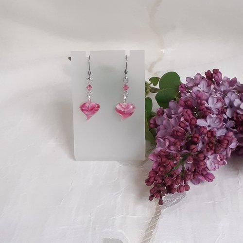 Boucles d'oreilles coeur rose