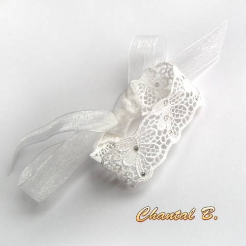 Su CHENY blanc ivoire perles fleurs dentelle ruban Bracelet Plat Mariage Chaussures de mariée 
