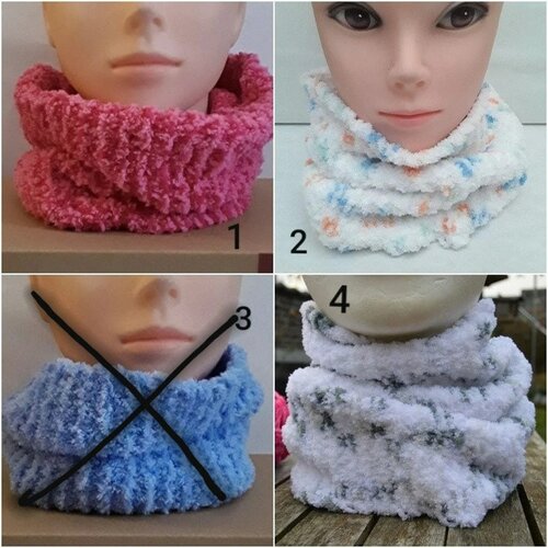 Écharpe laine , snood , laine , blanc, gris, coloré, bleu , rose , 50/24 cm, tricot