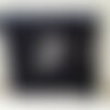 Trousse de toilette coton noir tête de loup , broder, breloque ,  verre,, 27 / 21 cm