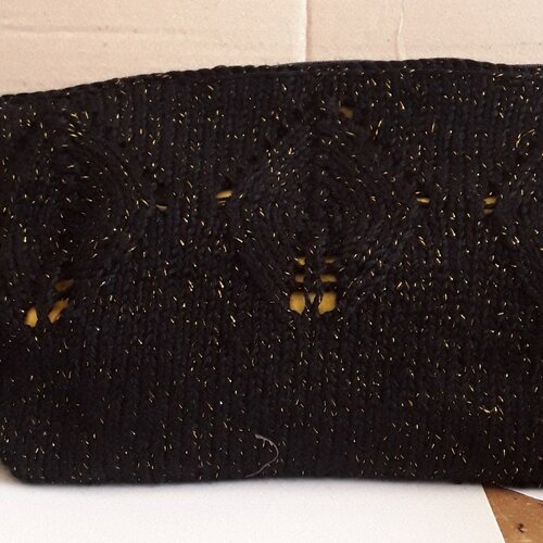 Trousse de toilette  coton noir brillant dorée , doublée , tirette, 28/14/2 cm