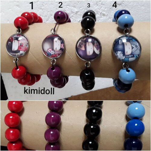 Bracelet ,  perles ,  de couleurs , kimidoll , japonaises. extensible , ajustable