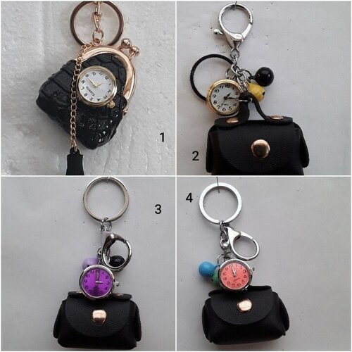 Bijoux de sac, mini porte monnaie, noir , synthétique, avec cadran montre 6/4/1 cm