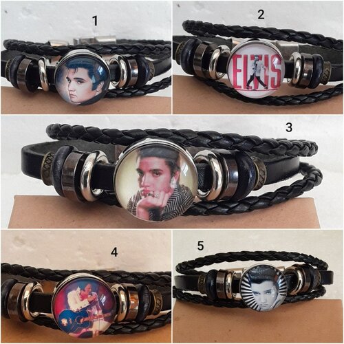 Bracelet , cuir, noir,  19 cm , el  , bouton pression ,verre , 18 mm,  1 bracelet au choix envoyer le numéro lors de la commande