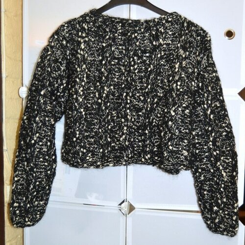 Pull, tricoté , main , noir , laine , lourd , doré ,  femme , adolescente , dame ,taille m/l