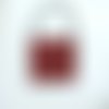 Sac granny boho bohème grand mère coton carrés noir , couleur rouge , 23/23 cm , doublé poche tirette , anse