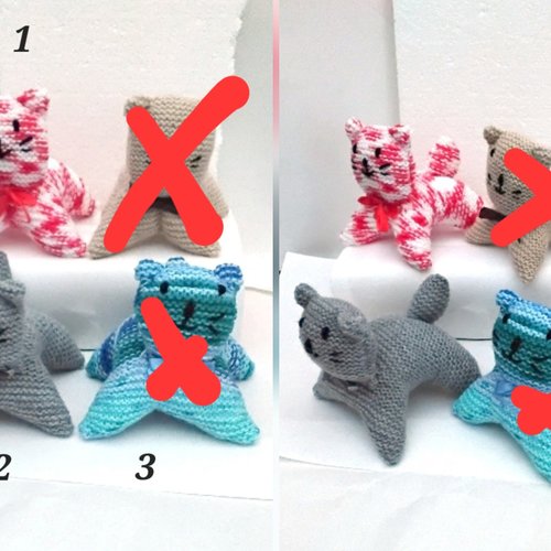 Isabelle , les doudous , , tricot mains , chats acrylique