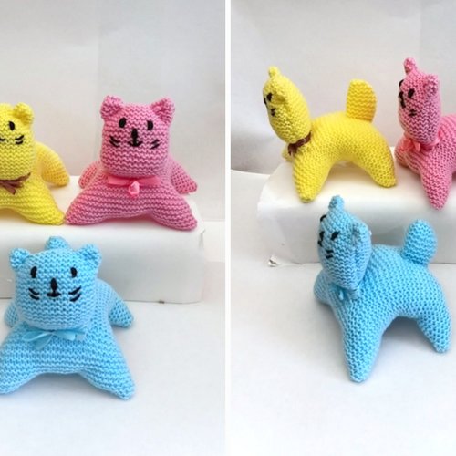 Les doudous chats  , peluches , poupées , tricot mains , acrylique