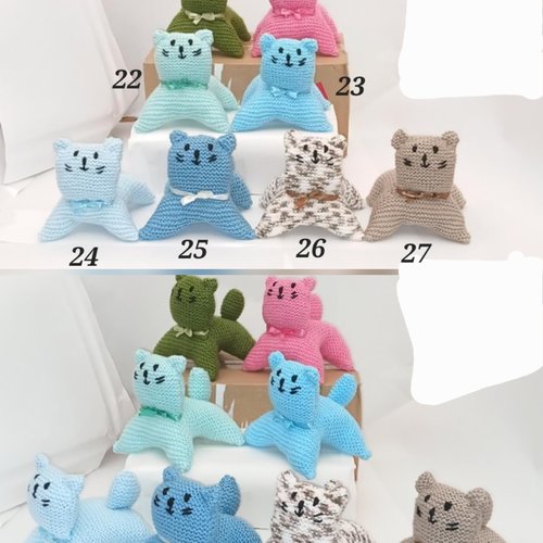 Les doudous chats  , peluches , poupées , tricot mains , acrylique