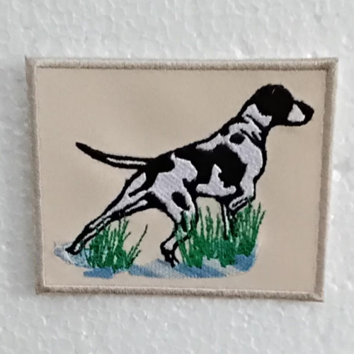 Patch , thermocollant , chien de chasse , broder , 10 cm / 7.5 cm