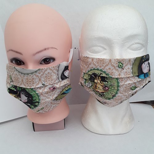 Masque , visage, faciale , protection , 3 plis , coton, filtre , élastiques , gorjuss ,prix pour 1 masque