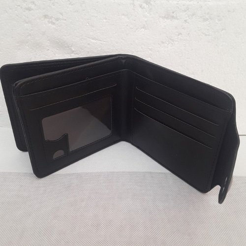 Portefeuille Porte-cartes En Cuir Véritable Noir - 3 Plis, Avec Porte-photo - Neuf Avec étiquettes