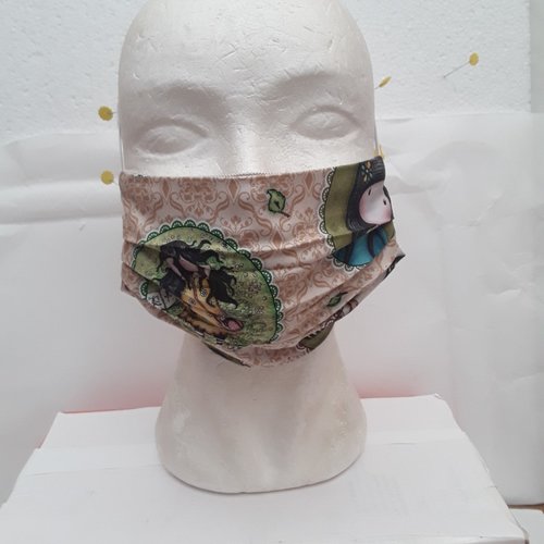 Masque , visage, faciale , protection , 3 plis , coton, filtre , élastiques , gorjuss ,prix pour 1 masque