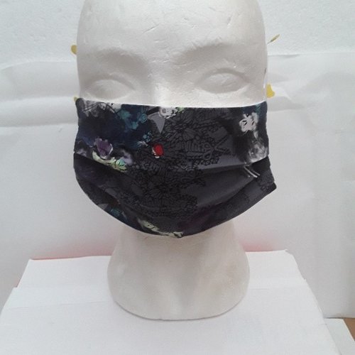 Masque , visage, faciale , protection , 3 plis , coton, filtre , élastiques , sorcière