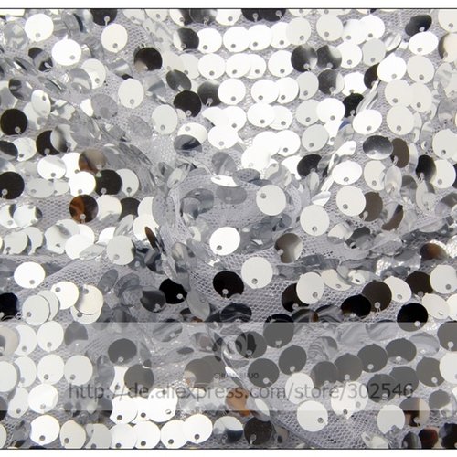 Tissu paillettes ,sequins gris , 9mm paillettes ,  perles ,  tissu pour  robe de mariage ,1m l / 1.30 m h