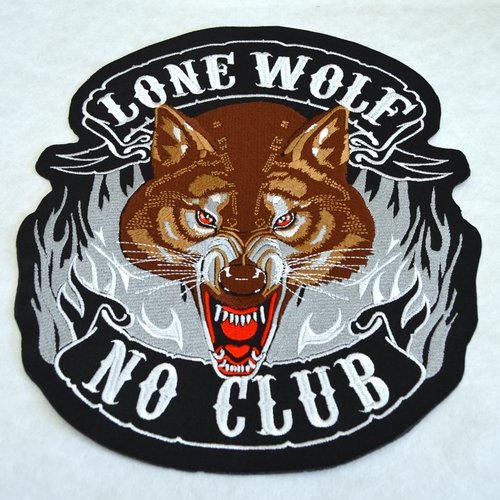 Grand écusson , patch , broder  , lone wolf , loup , coton noir, broder , 28/26cm