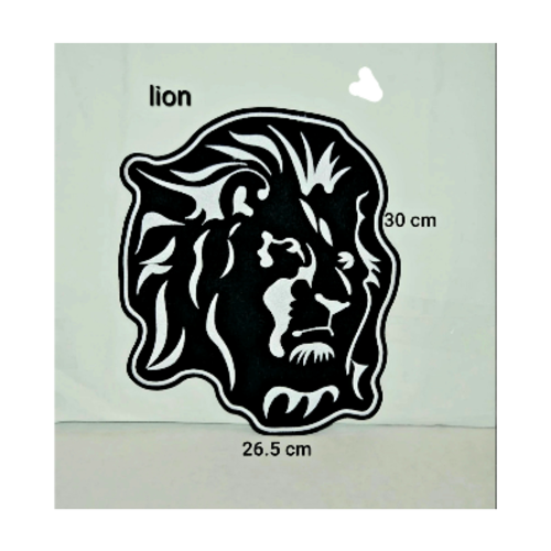 Grand écusson, patch  , lion ,  30 cm , coton noir, broder blanc 30cm