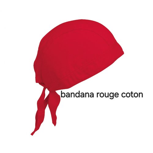 Bandana coton rouge , unisexe , liens de serrage