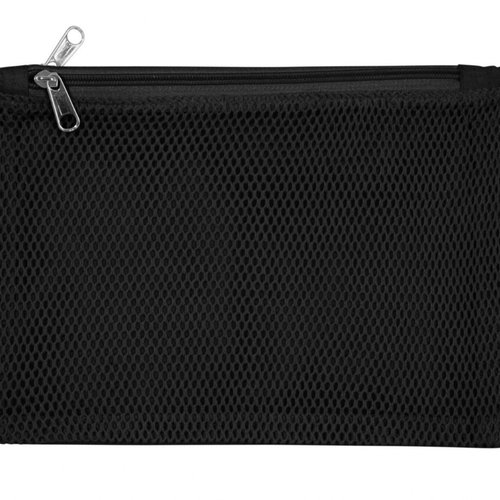 Trousse de toilette coton noir ,double compartiment , face avant en filet pour , face arrière en coton canvas , 26/19 cm