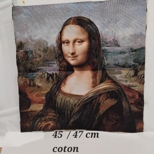 Carré de tissu jacquard mona lisa , 45/47 cm , polyester coton, acrylique