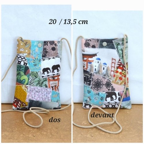 Sac bandouière , sac porte gsm , portable , coton ,20/13.5 cm
