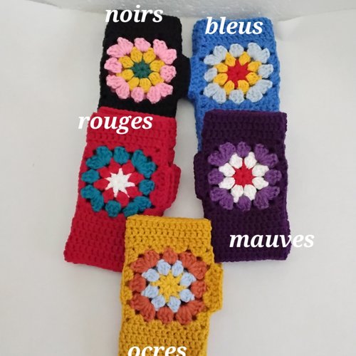 Mitaines , gants sans doigts , pouce , 16 cm , granny , 1 paire au choix envoyer le coloris lors de la commande