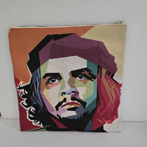 Housse de coussin , che guevara , 32 cm , zippée , dos jean